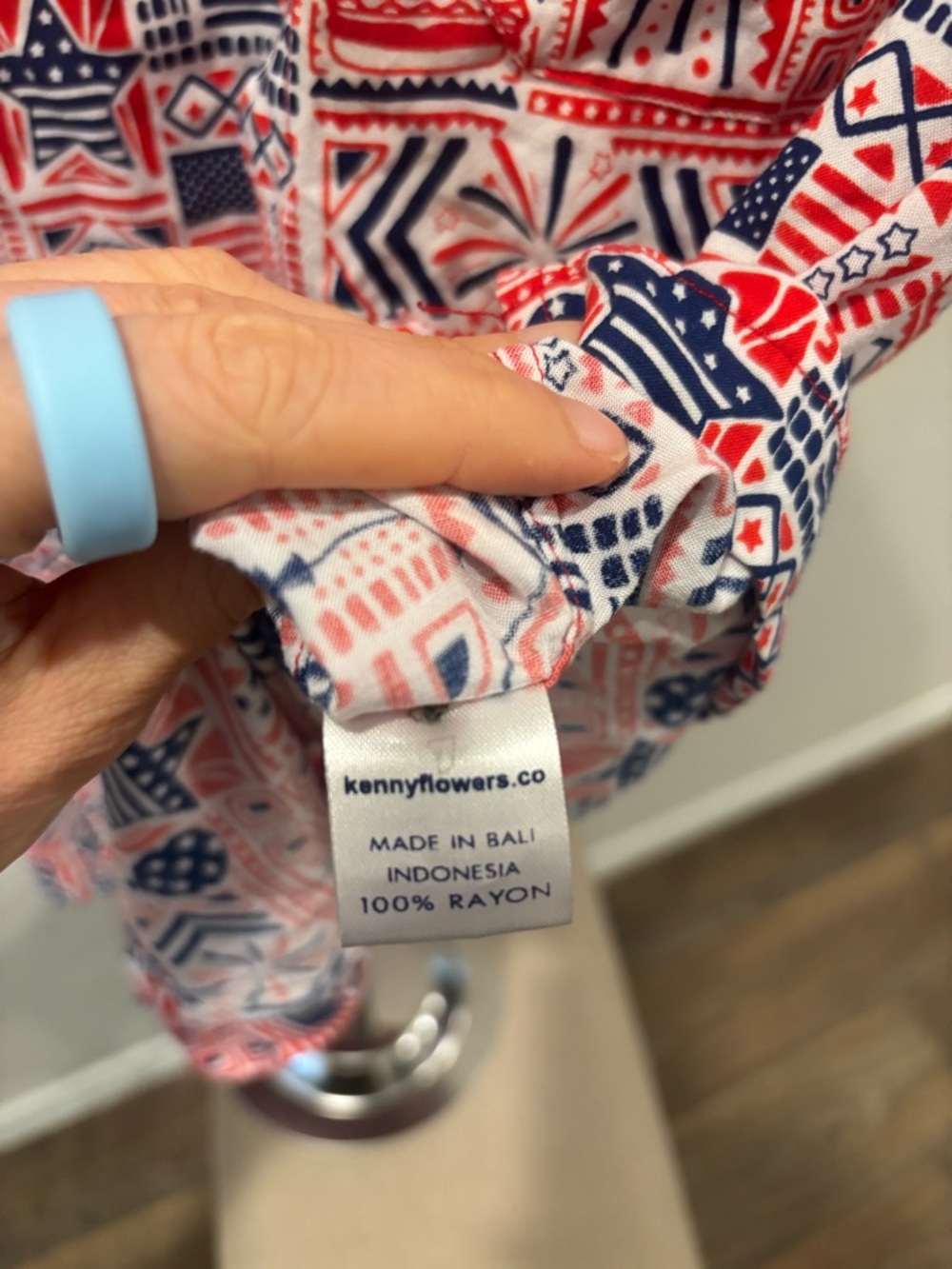 Kenny Flowers The American Boy Button Up Shirt Patriotic Flag Grill Rayon Medium - Picture 4 of 4